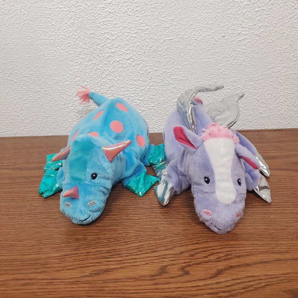 Plush 8" Dragon Hand Puppets by Battat - Lot of 2 - Pretend Play